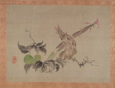 Pomme et plante à fleurs, 1851 - Tsubaki Chinzan